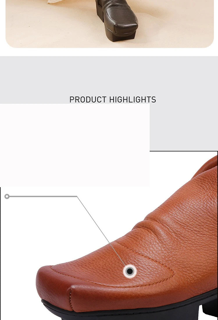 Birkuir Retro Thick Heel Closed Toe Slippers Slip On Women Outdoors Slides Spring Summer Genuine Leather Slippers Size 41