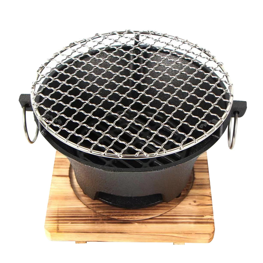1pc Stainless Steel Barbecue Grill Tabletop Cast Iron Charcoal Stove Round Charcoal Grill Stove for Family Gathering Bbq Party