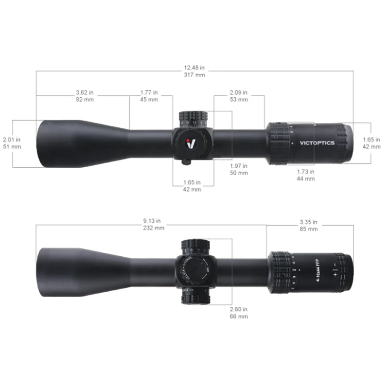 Victoptics S4 4-16x44 FFP SFP Riflescpe FDE with Turret Lock Feature Edge-to-Edge Image hunting tactical MDL Long Eye Relief
