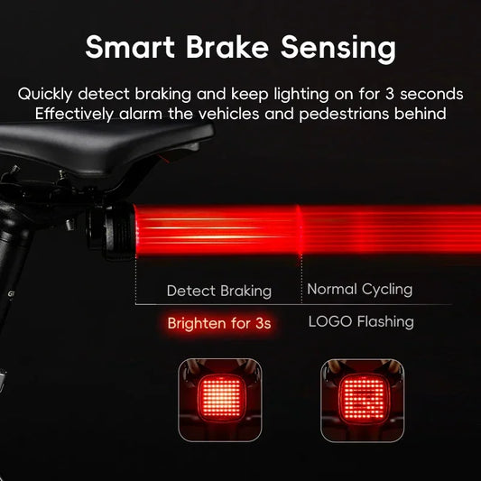 ROCKBROS Bike Rear Light Smart Sync Brake Sense Taillight 12 Modes IPX6 Rechargeable Rear Light MTB Road Cycling Accessories