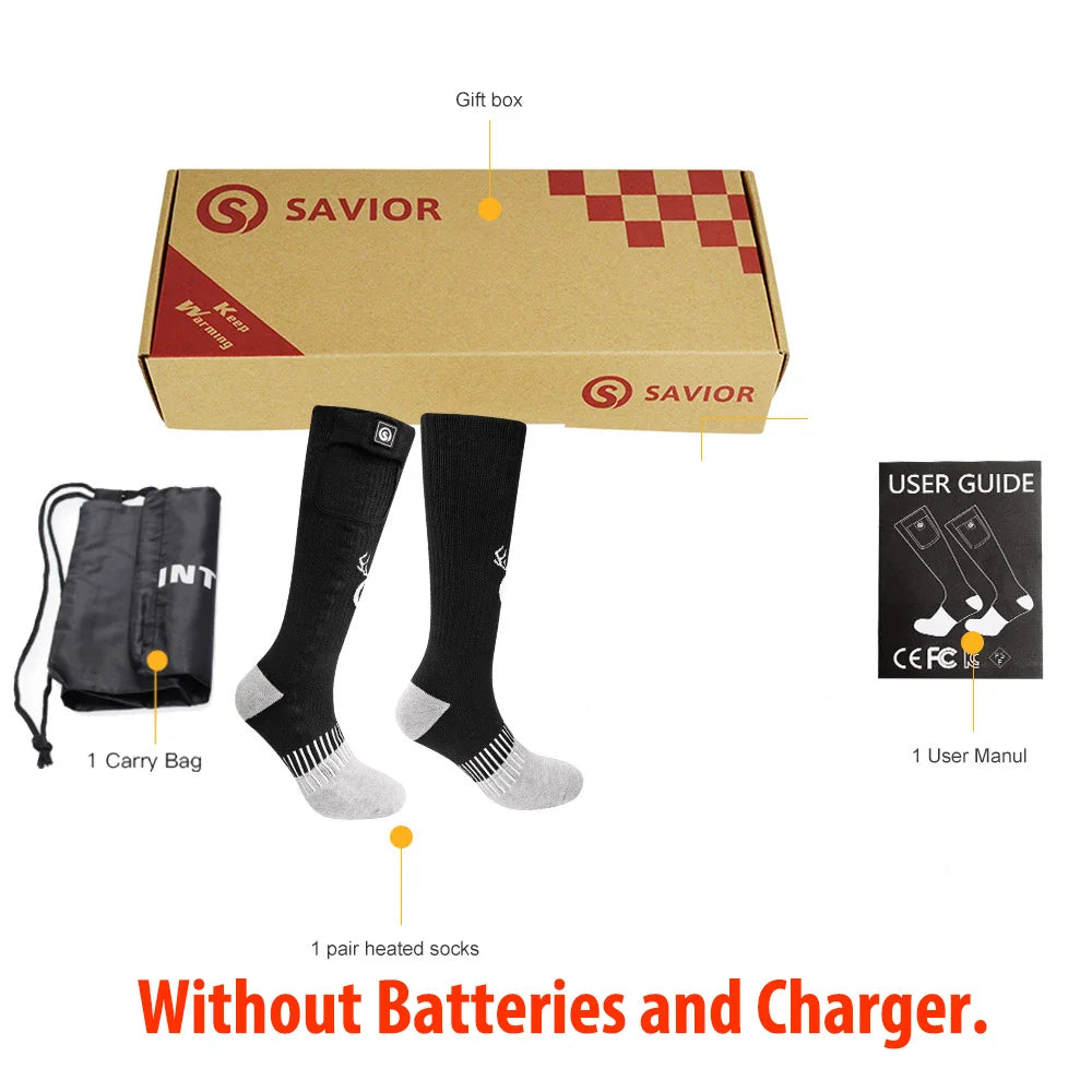 SNOW DEER-Rechargeable Electric Heated Socks for Men and Women, Snowboarding Stocking, Cycling Socks, Three Settings, Winter