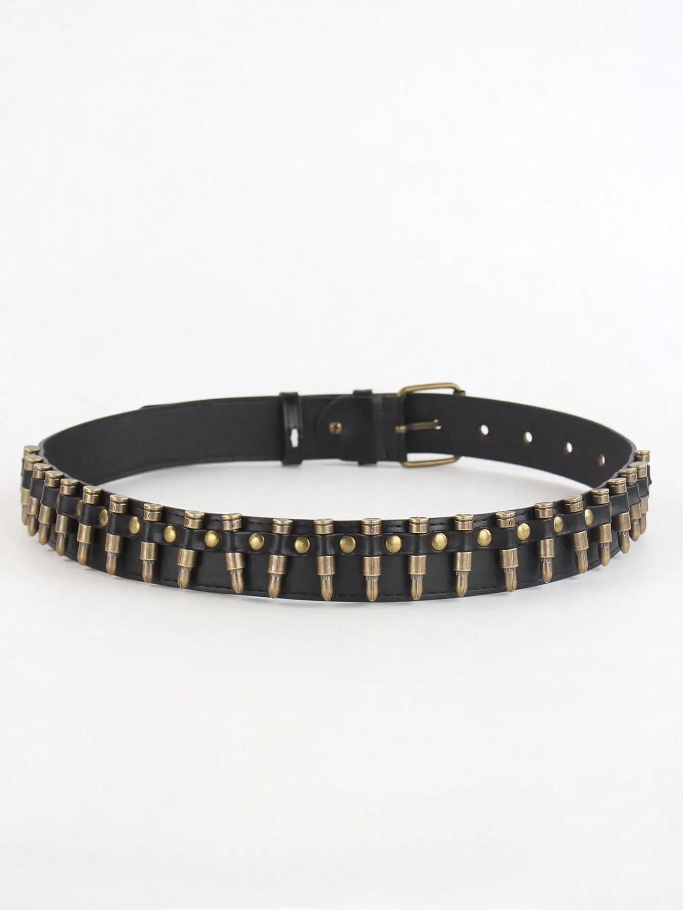 Solid Color Punk Rhinestone Studded Leather Belt, Suitable For Teens, Casual Outdoor, Athletic, Vacations, Graduation Gifts, Birthday, Daily Wear