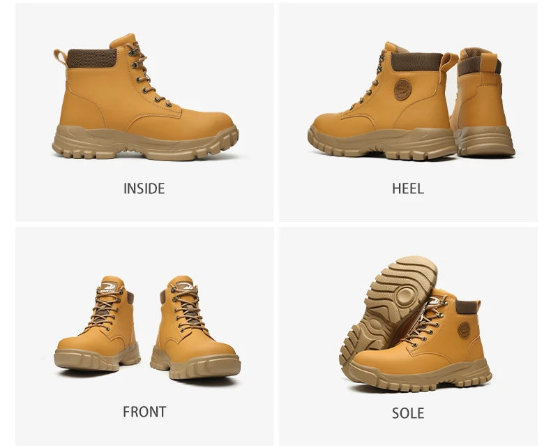 High-top PU anti-smash anti-puncture breathable safety shoes