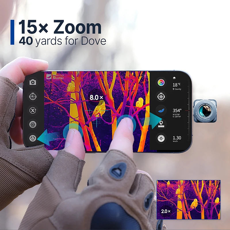 50Hz X2 Night Vision to Hunt 15X Zoom Thermal Monocular Imaging Camera Binocular for Rescue Hiking Camping Thermal Master