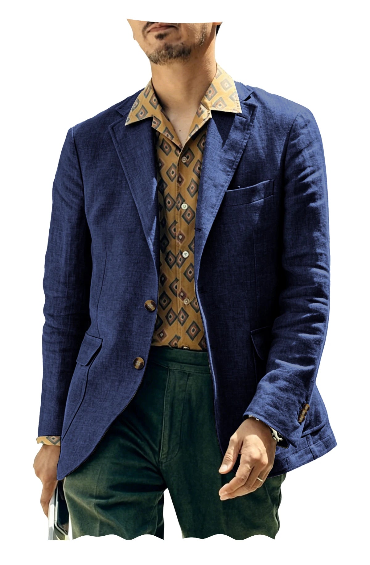 Italian Style Men's Linen Blazer Casual Business Suit Jacket Notched Lapel Breathable Summer Sport Coat for Wedding Groom Party