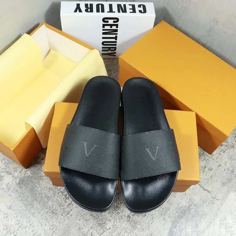 Designers Slides Womens Slippers Floral Slipper Leather Rubber Flats Sandals Summer Beach Shoes Loafers Gear Bottoms Slider