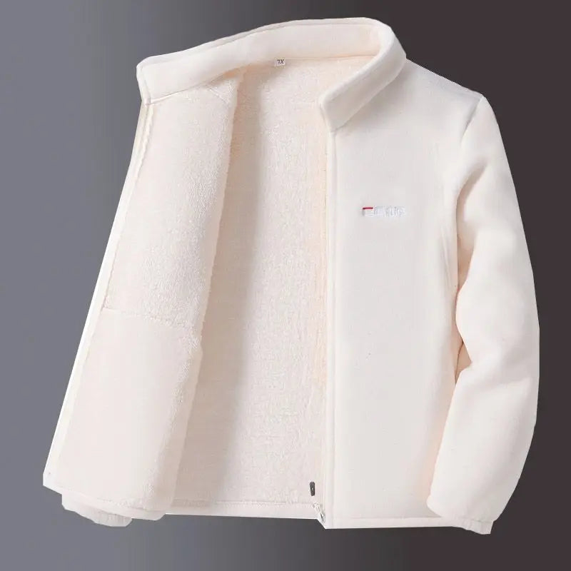 Woman Thickened Zipper Lamb Velvet Sweatshirt Casual Cardigan Embroidery Warm Stand-up Collar Loose Jacket Windproof Sweatshirt