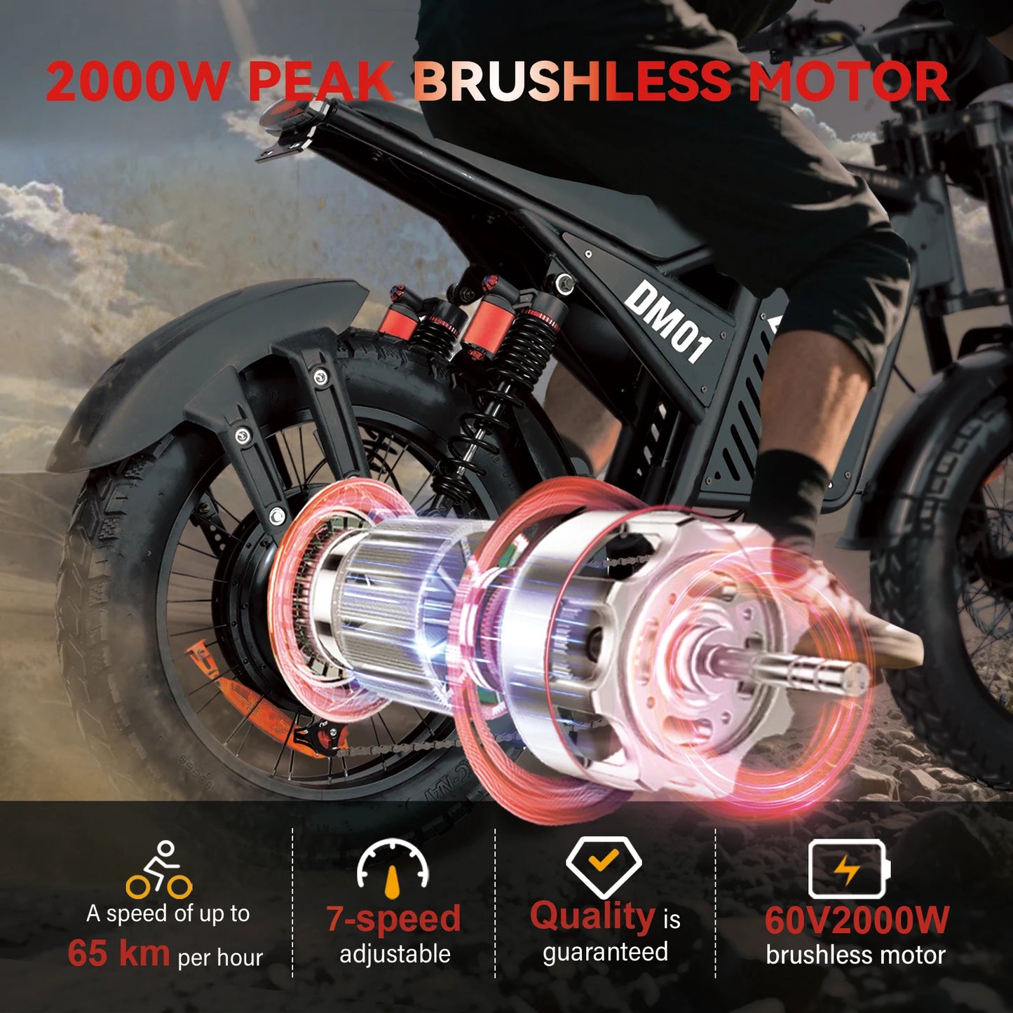 BAOLUJIE DM01 electric bicycle Moto Electric Bike for Adults 2000W Motor Electric Bike 60V30AH Moto 42MPH EBike【1 Year Warranty】