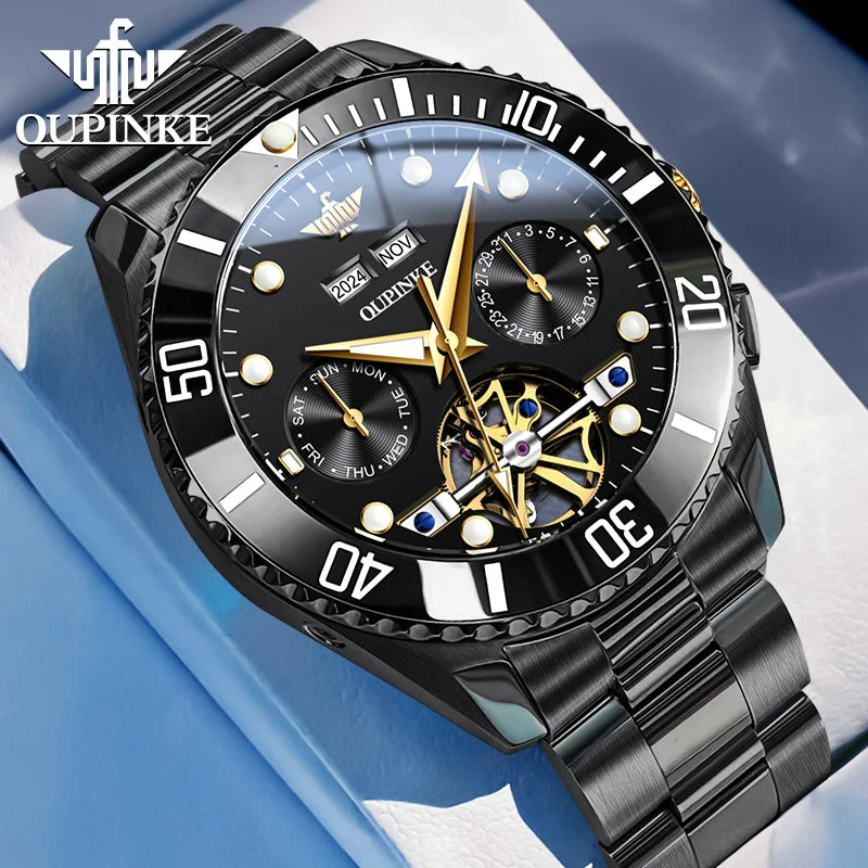 OUPINKE 3229 Men Watch Luxury Original Diving Series Men Automatic Mechanical Watch Waterproof Luminous Calendar Sports Watch