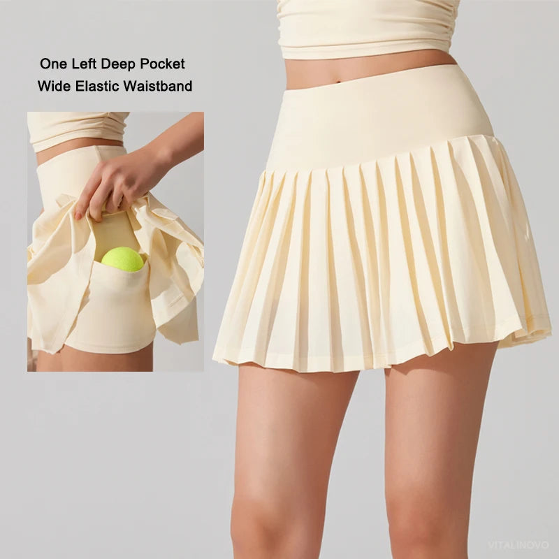 Pleated Tennis Skirt for Women with Pocket Shorts Women's High Waisted Lightweight Athletic Golf Skorts Skirts Flowy