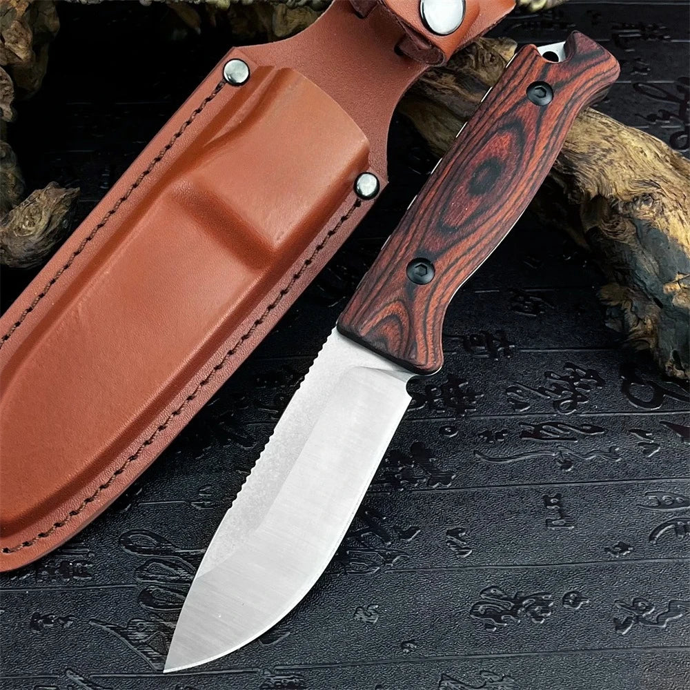 NEW Hot Sale Premium Quality Straight Knife with Leather Sheath Outdoor EDC Multi-function Portable Backpacking Holiday Gifts