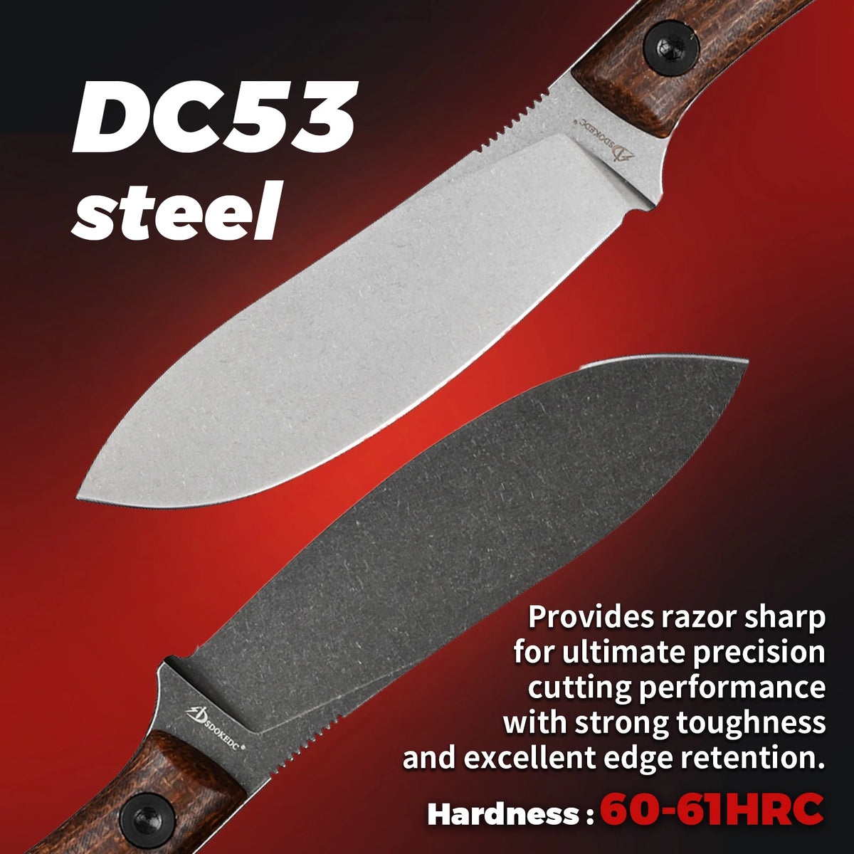 SDOKEDC Knives DC53 Steel EDC Utility Knife Micarta Handle With Kydex Sheath Portable Hand Tool For Men EDC Outdoor Camping