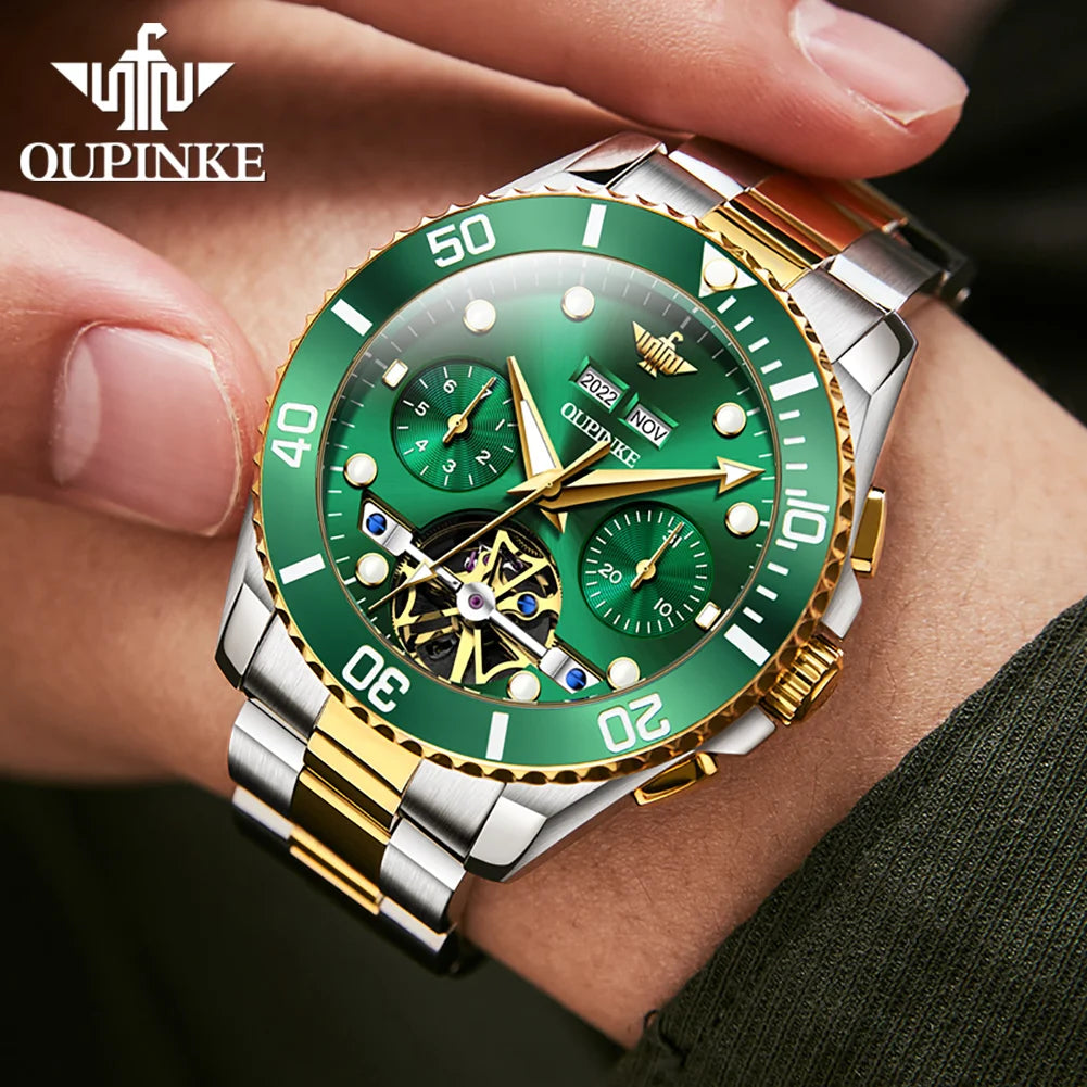 OUPINKE 3229 Men Watch Luxury Original Diving Series Men Automatic Mechanical Watch Waterproof Luminous Calendar Sports Watch