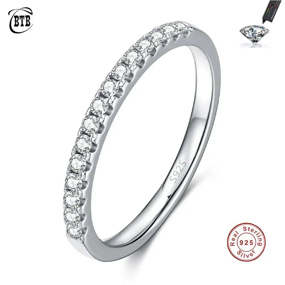 Cbtb Exquisite Round Half Circle Moissanite Sterling Silver 925 Ring Luxury Engagement Jewelry Wholesale