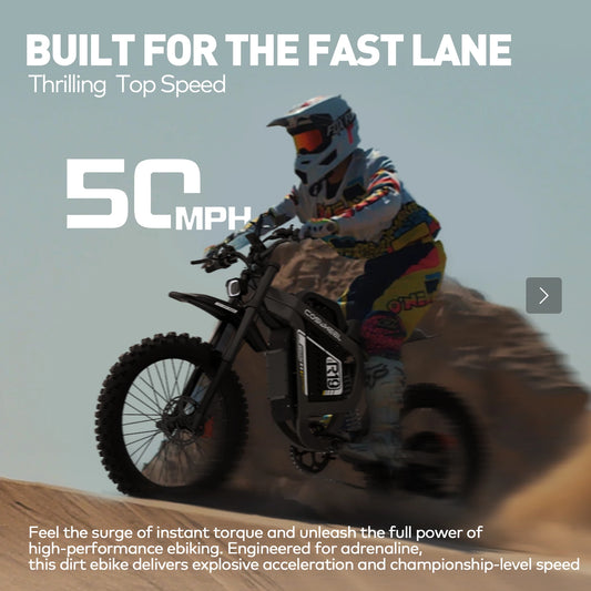 COSWHEEL R19 Electric Motorcycle 6000W 72V/40Ah Electric Bike 124 Miles Max Range 50 Mph Max Speed Mountain Electric Dirt Bike