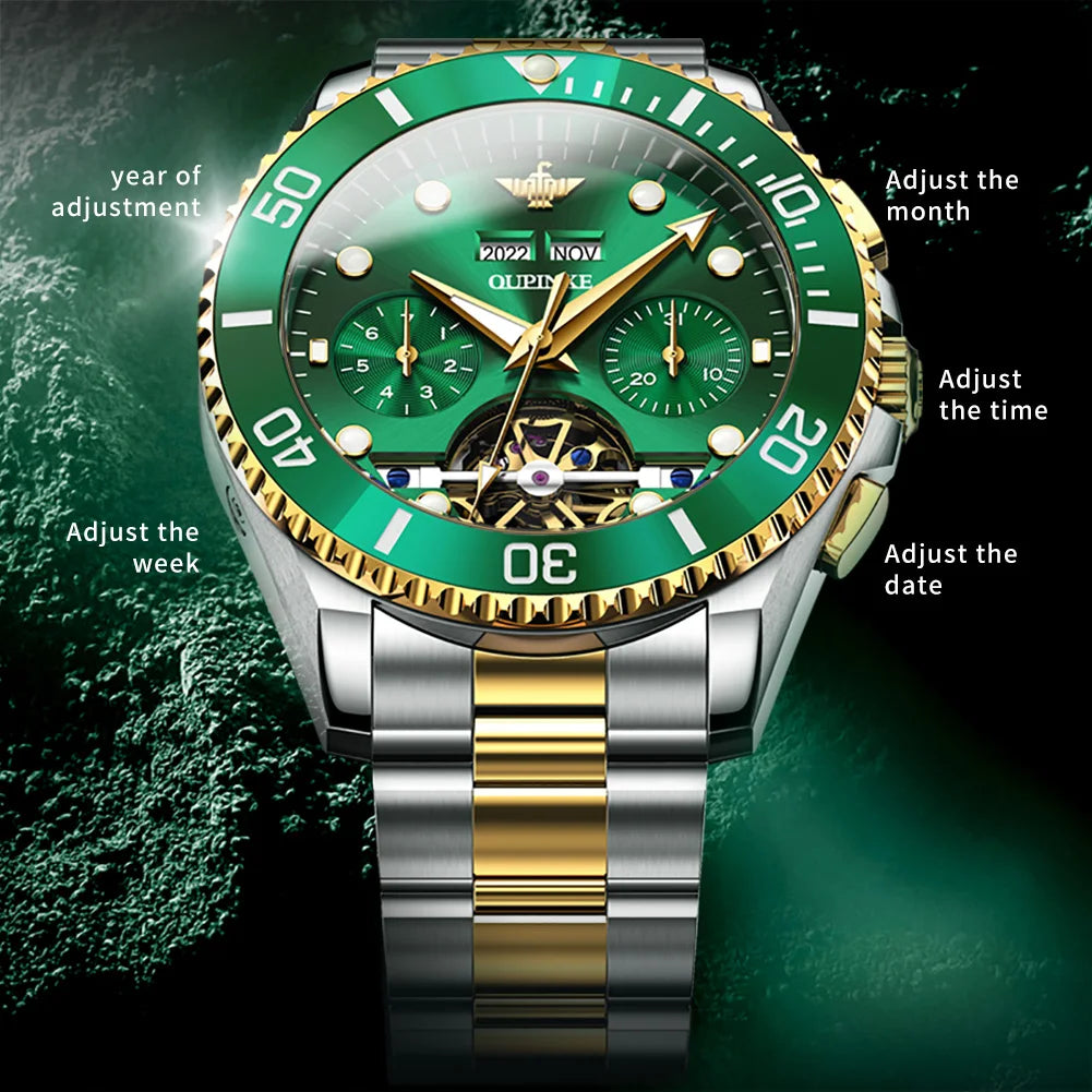 OUPINKE 3229 Men Watch Luxury Original Diving Series Men Automatic Mechanical Watch Waterproof Luminous Calendar Sports Watch