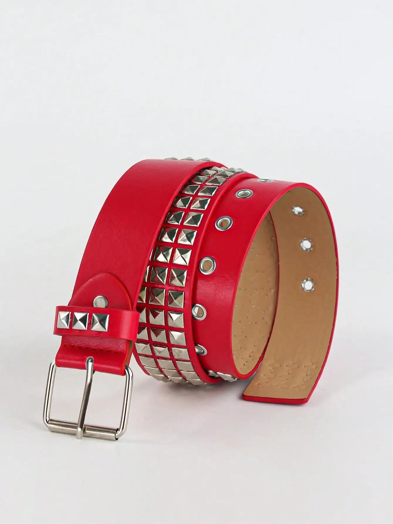 Solid Color Punk Rhinestone Studded Leather Belt, Suitable For Teens, Casual Outdoor, Athletic, Vacations, Graduation Gifts, Birthday, Daily Wear