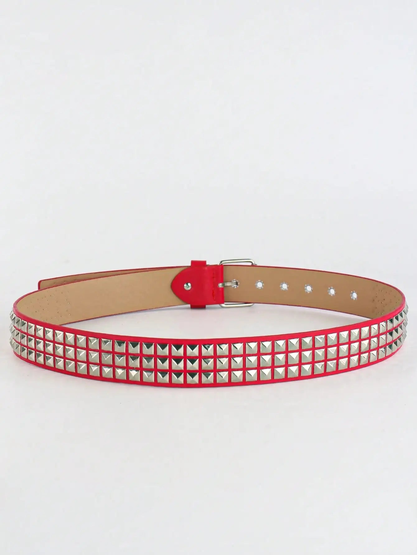 Solid Color Punk Rhinestone Studded Leather Belt, Suitable For Teens, Casual Outdoor, Athletic, Vacations, Graduation Gifts, Birthday, Daily Wear