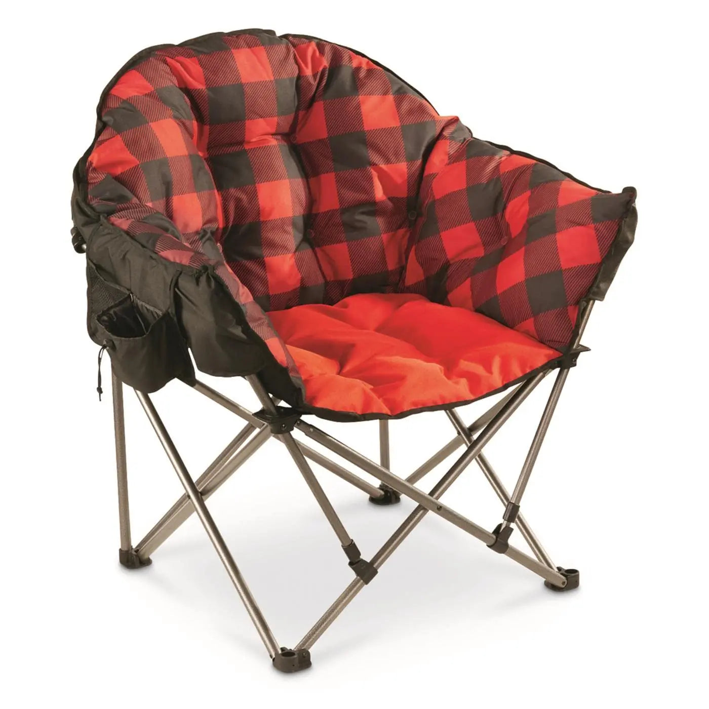 Club Camping Chair, Oversized, Portable, Folding with Padded Seats, 500-lb. Capacity Green Plaid, Customized