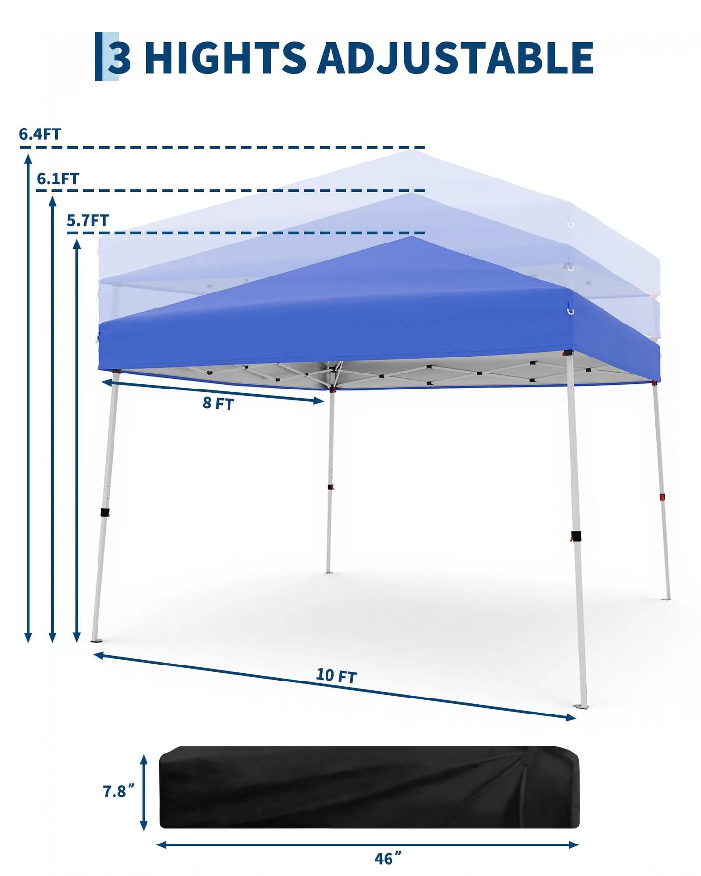 Folding Slanted Canopy Tent 210D Oxford Cloth Cover Iron Tube Portable Patio Umbrella for Trade Shows Event Outdoor Beach Garden