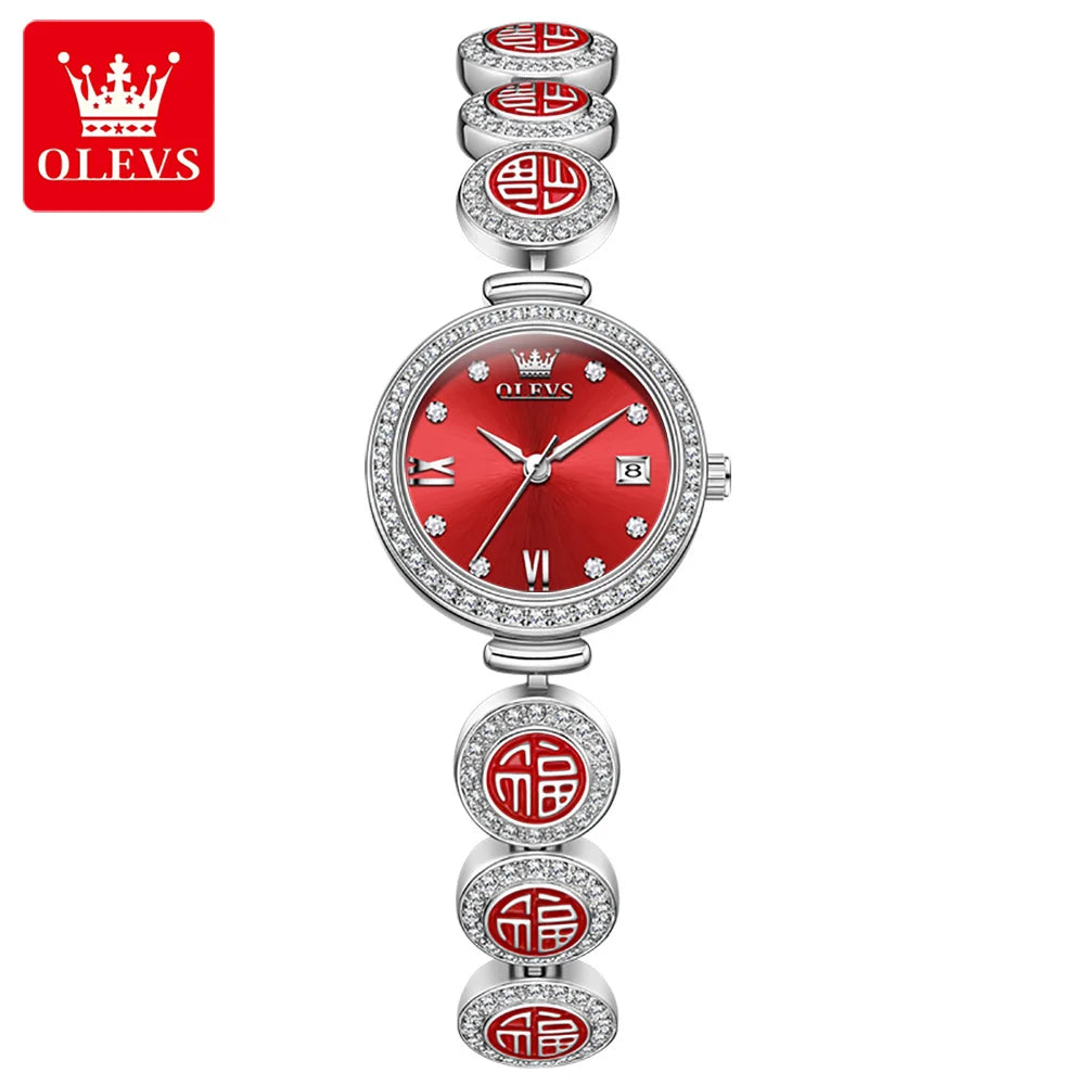 OLEVS 5630 Women Watch Luxury Brand Diamond Watch Date Waterproof Clock Quartz Watch Exclusive Blessing Bracelet Women Watch