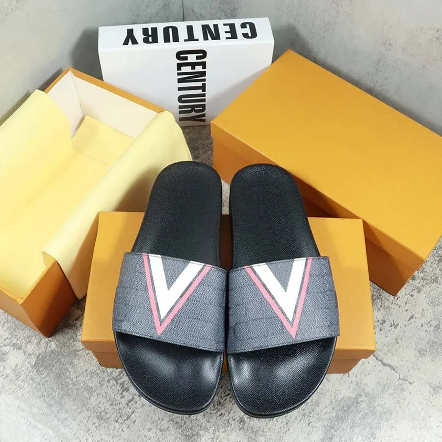 Designers Slides Womens Slippers Floral Slipper Leather Rubber Flats Sandals Summer Beach Shoes Loafers Gear Bottoms Slider