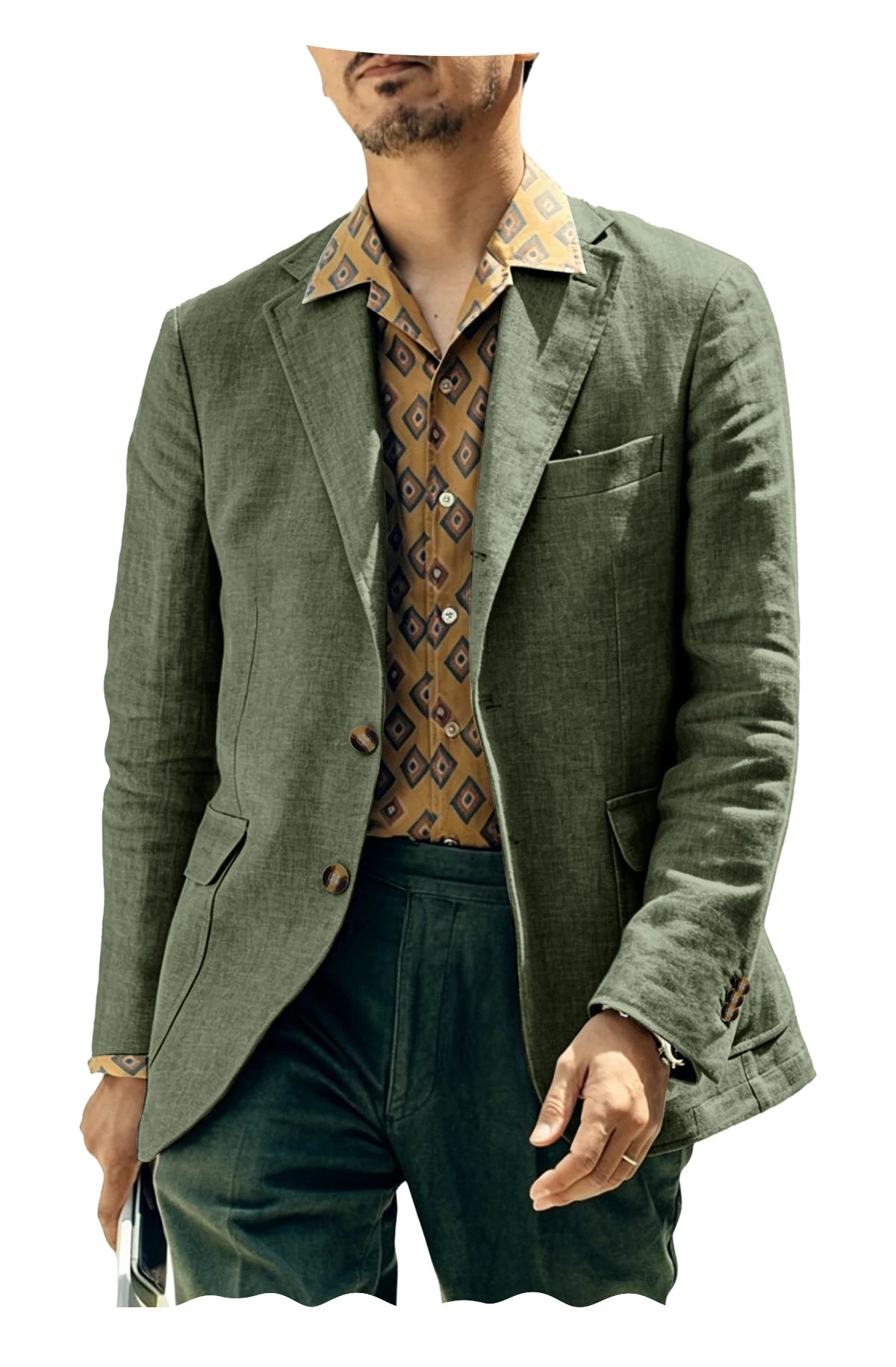 Italian Style Men's Linen Blazer Casual Business Suit Jacket Notched Lapel Breathable Summer Sport Coat for Wedding Groom Party
