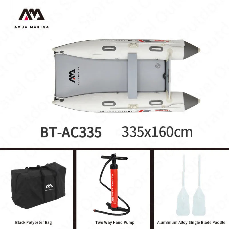 AQUA MARINA AIRCAT Inflatable Boat Yacht Wide Deck Raft Fishing 4-5 Persons PVC Speedboat Rubber Water Sports Oar Drop Stitch