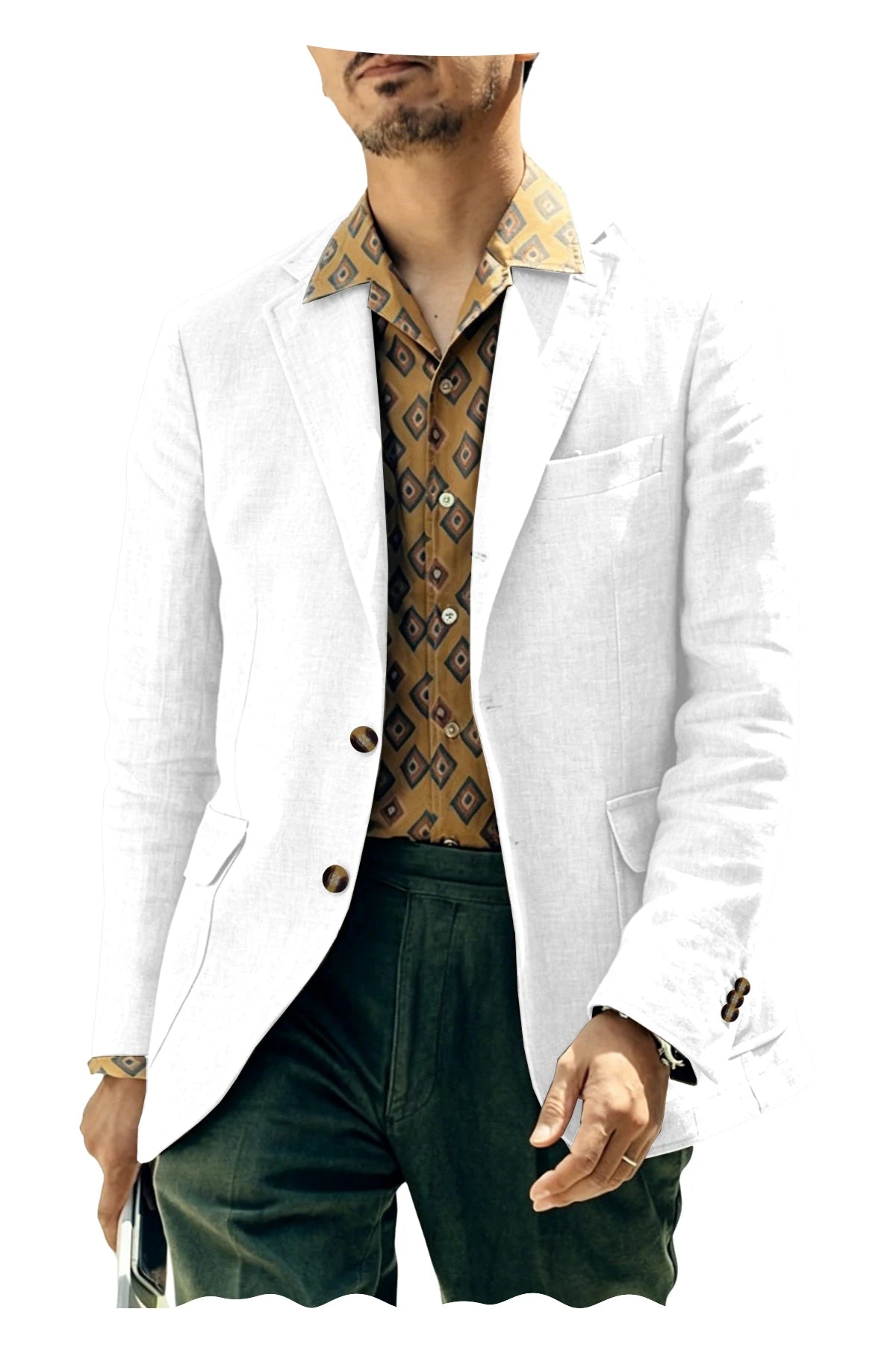 Italian Style Men's Linen Blazer Casual Business Suit Jacket Notched Lapel Breathable Summer Sport Coat for Wedding Groom Party