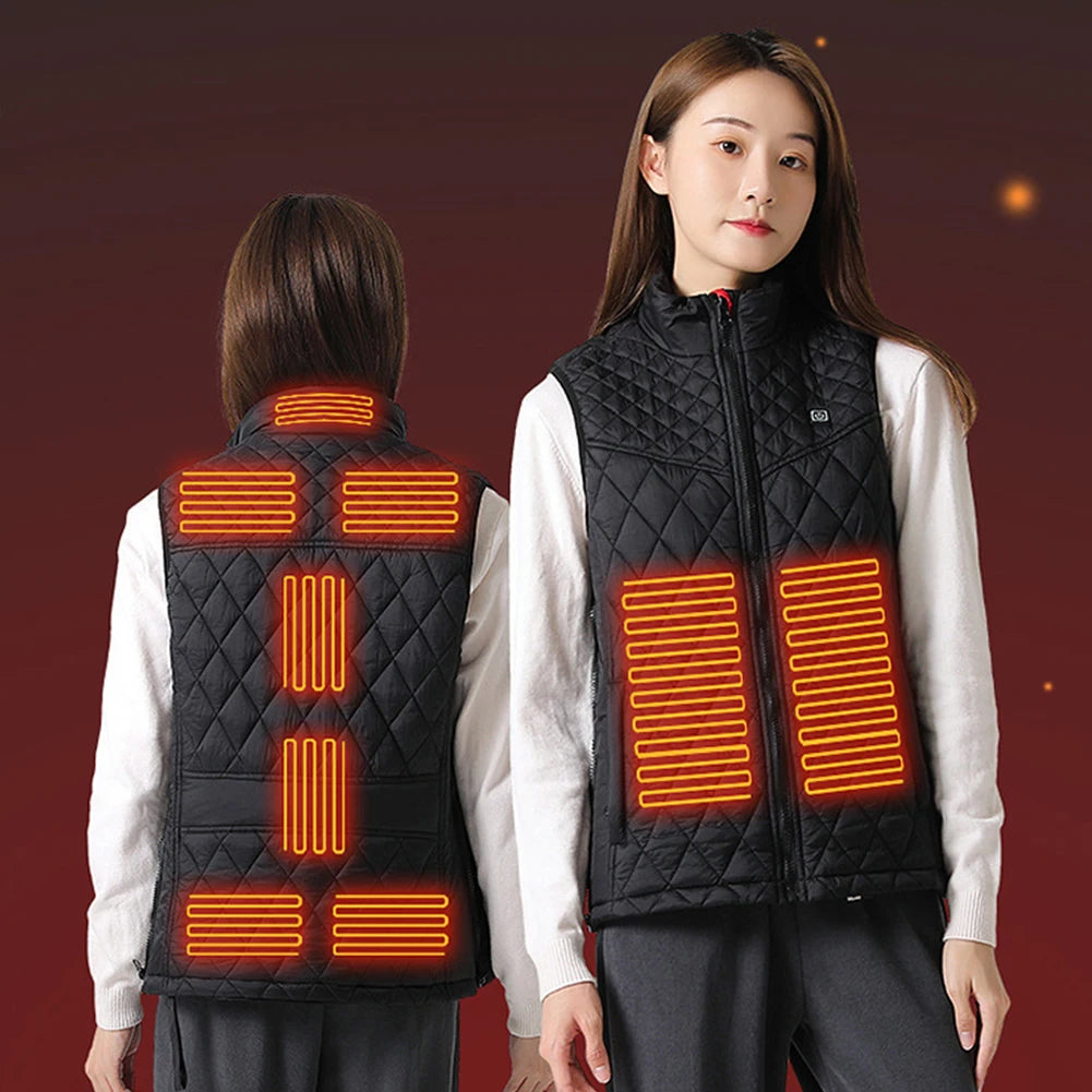Women Heating Thermal Vest Rechargable Charging Heating Vest 3 Heating Levels 9 Zone Heating Autumn Winter Outdoor Wear