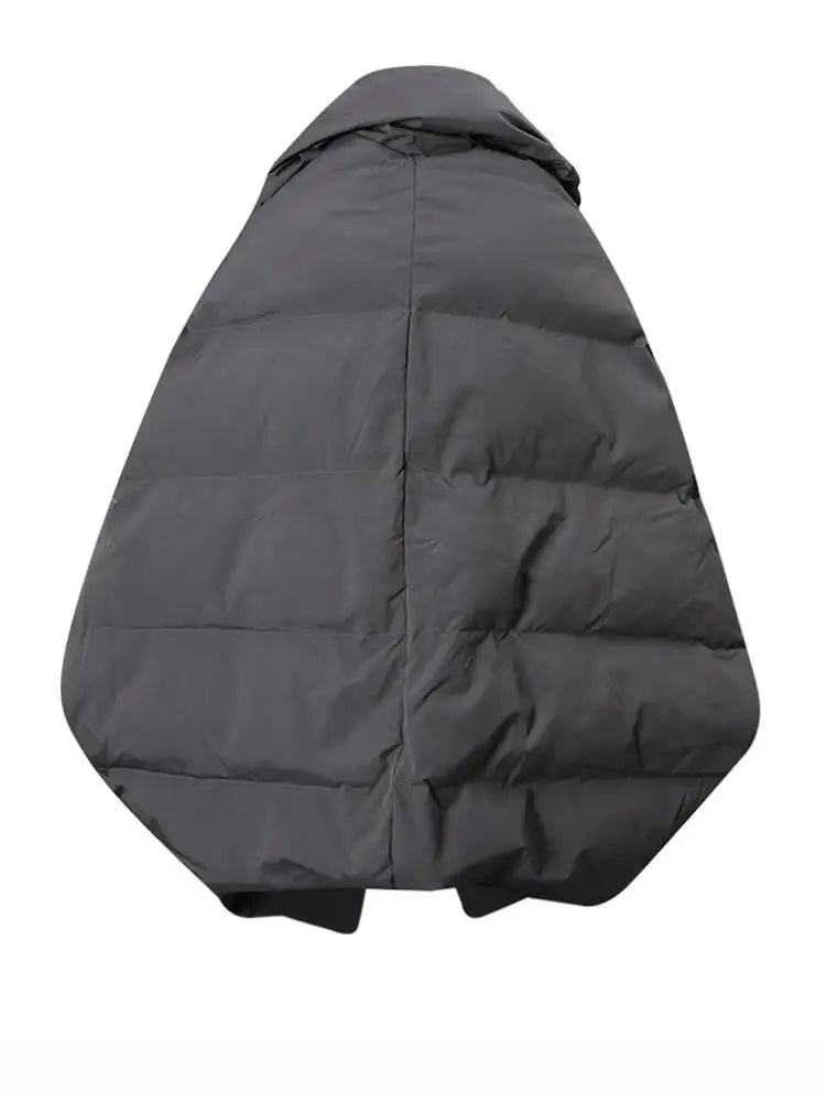 EAM Gray Big Size Keep Warm Down Jacket New Long Batwing Sleeve Warm Women Parkas Fashion Tide Autumn Winter 2026 CPG4506