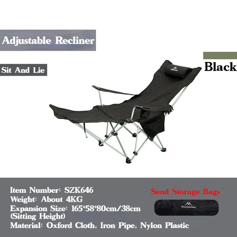 MOUNTAINHIKER Outdoor 4-speed Adjust Folding Lounge Chair Camping Portable Ultra Light Fishing Chair Director Art Student Chair