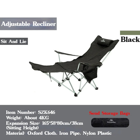 MOUNTAINHIKER Outdoor 4-speed Adjust Folding Lounge Chair Camping Portable Ultra Light Fishing Chair Director Art Student Chair
