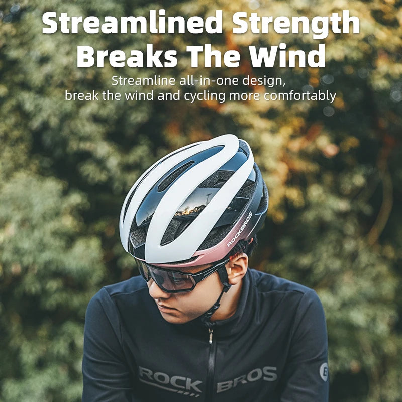 ROCKBROS Lightweight Cycling Helmet High Strength Head Protection Safety Helmet Breathable Streamlined Integrated Cycling Helmet