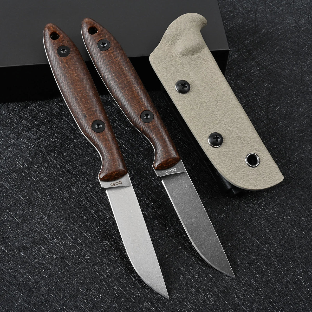High Hardness SDOKEDC DC53 Steel Multifunctional EDC Cutter, Wear Resistant Micarta Handle for Outdoor Camping Fishing Travel