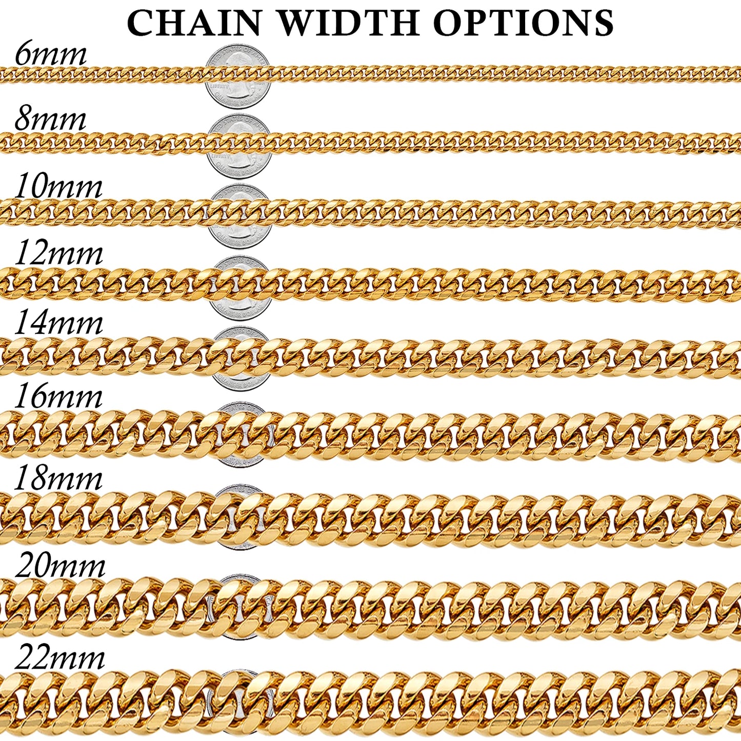 6mm-22mm wide 316L Stainless Steel Cuban Miami Chains Necklaces Big Heavy Round Link Chain for Men Hip Hop Rock jewelry