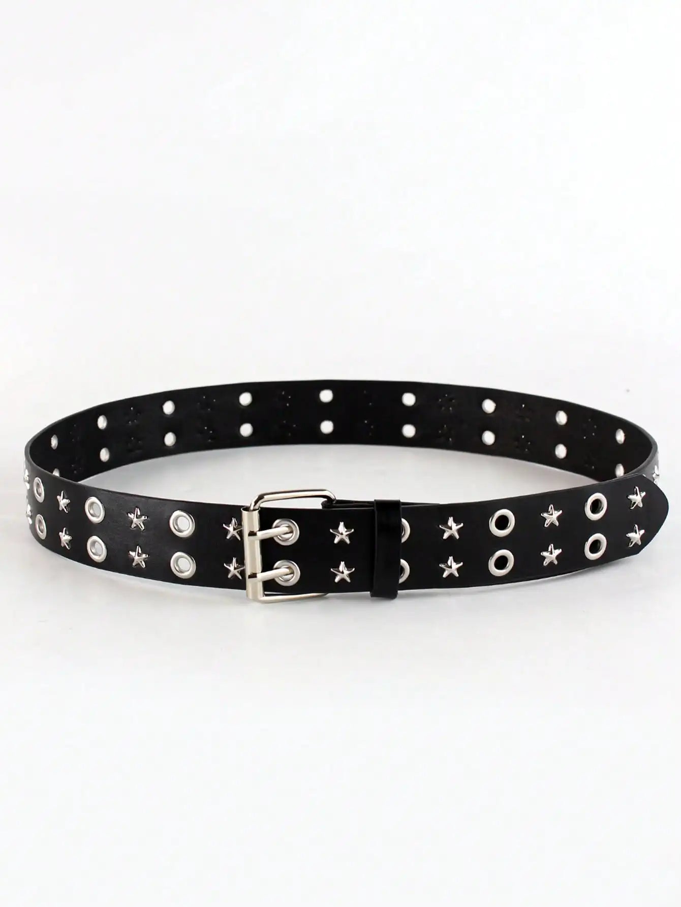 Solid Color Punk Rhinestone Studded Leather Belt, Suitable For Teens, Casual Outdoor, Athletic, Vacations, Graduation Gifts, Birthday, Daily Wear