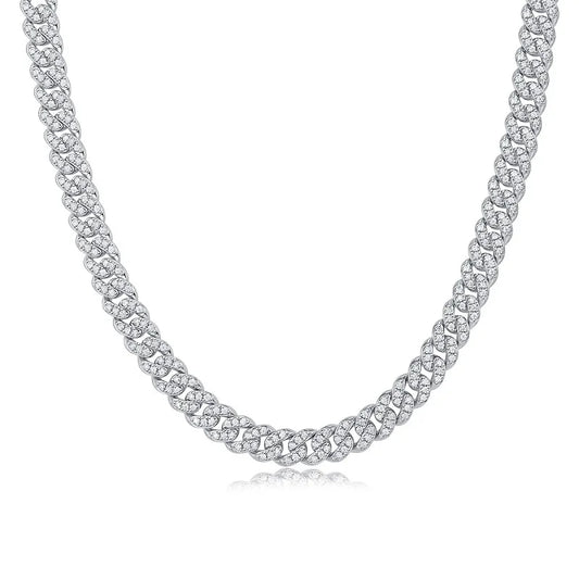 JIUZUAN D color full moissanite Cuban chain women's necklace men's S925 silver necklace hip hop fashion luxury boutique jewelry