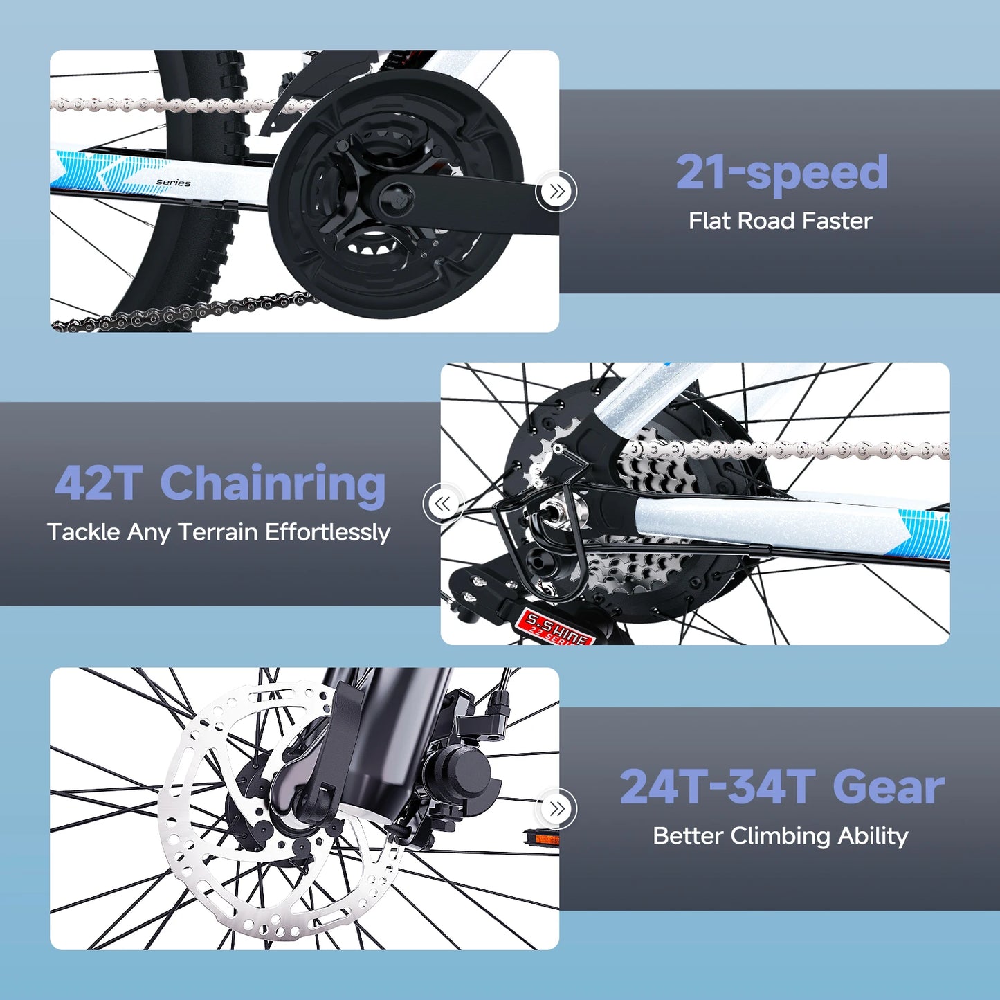 26" Electric Bike For Adults, Electric Mountain Bike With 1000w Peak Motor Electric Dirt Bike With Great Climbing Ability
