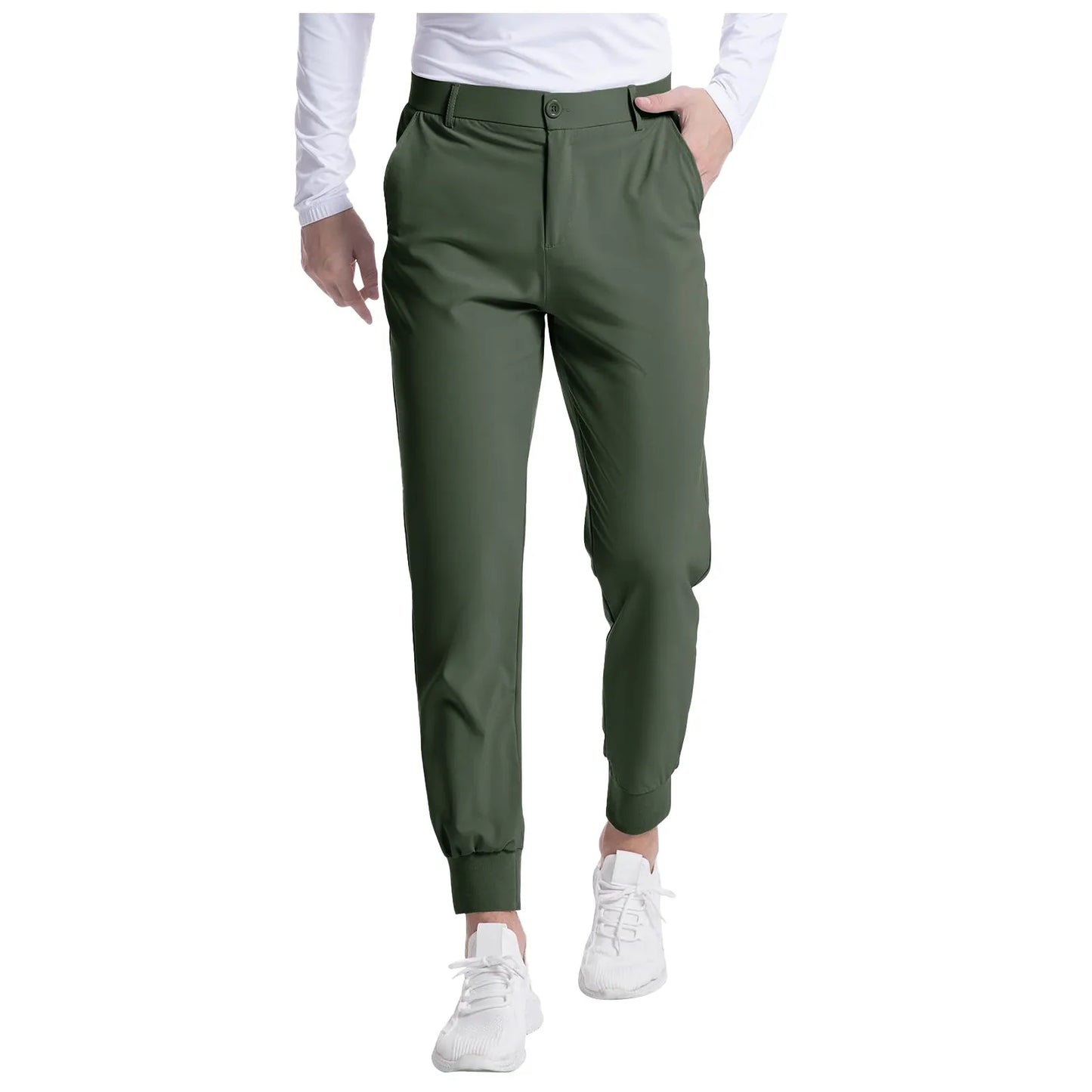 Mens Dress Pants Golf Stretch Pants Slim Fit Quick Dry Golf Joggers Pants Work Casual Long Pants With 3 Pockets Trousers Bottoms