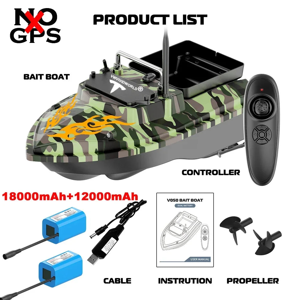 VWVIVIDWORLD,2024 New,RC Fishing Bait Boat,2KG Loaded,Fixed Speed Cruise,Waterproof,High Speed,4 Night Light