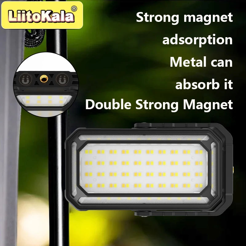 LiitoKala High Power COB Solar Camping Light 1200LM 4 Modes IPX4 Waterproof 10000mAh Rechargeable Outdoor Lamp