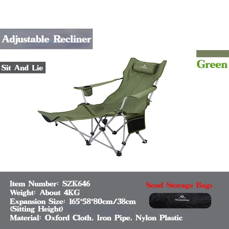 MOUNTAINHIKER Outdoor 4-speed Adjust Folding Lounge Chair Camping Portable Ultra Light Fishing Chair Director Art Student Chair