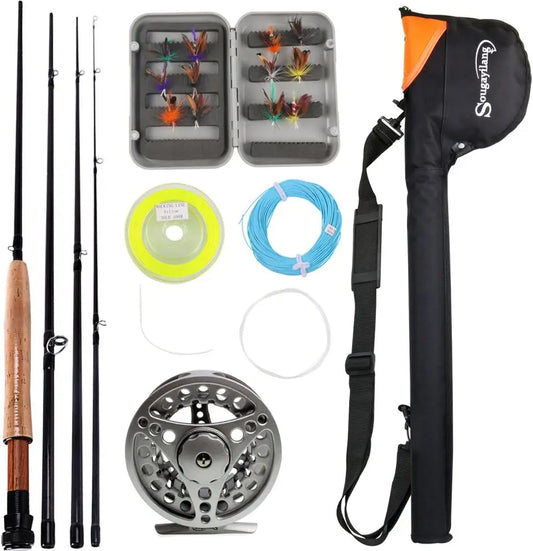Complete Fly Fishing Rod and Reel Combo Kit for Saltwater Freshwater Angling