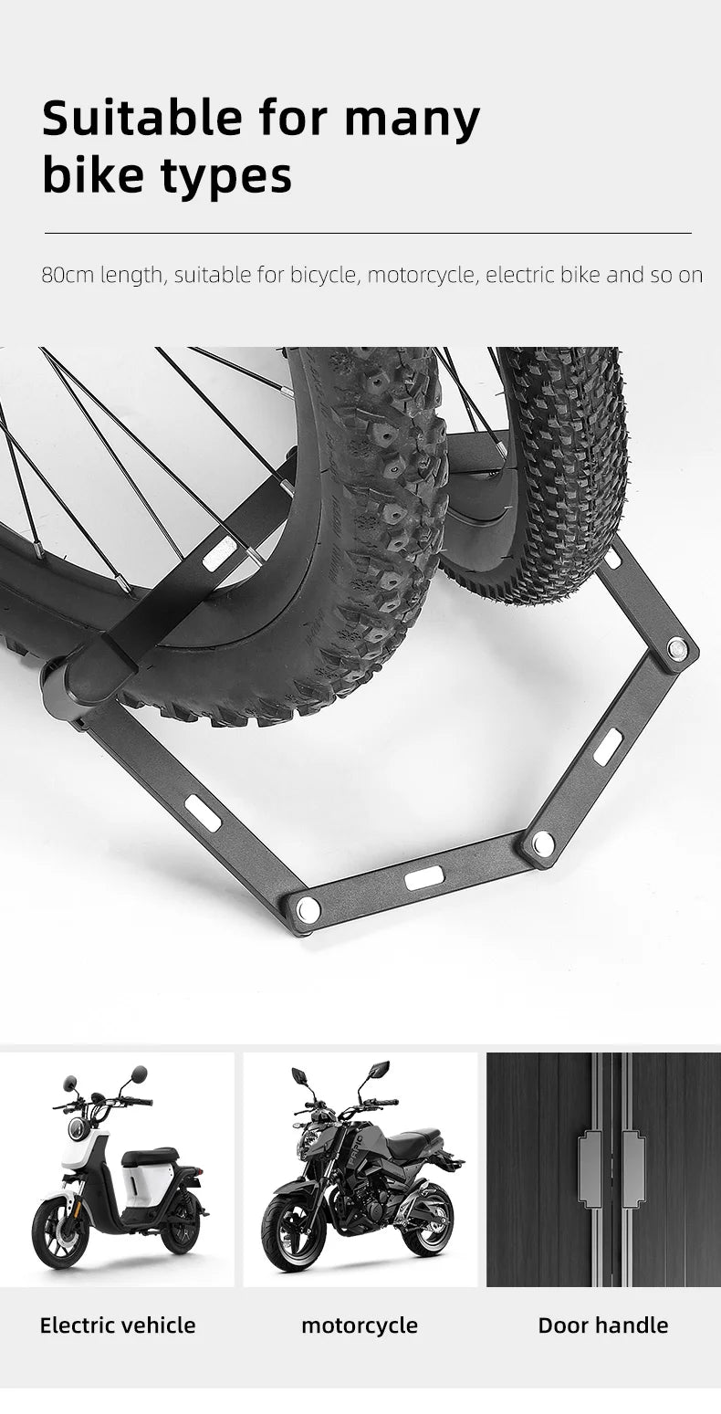 WEST BIKING Anti-Theft Bicycle Folding Lock Portable Motorcycle Electric Scooter Safety Lock High Security Waterproof Bike Lock