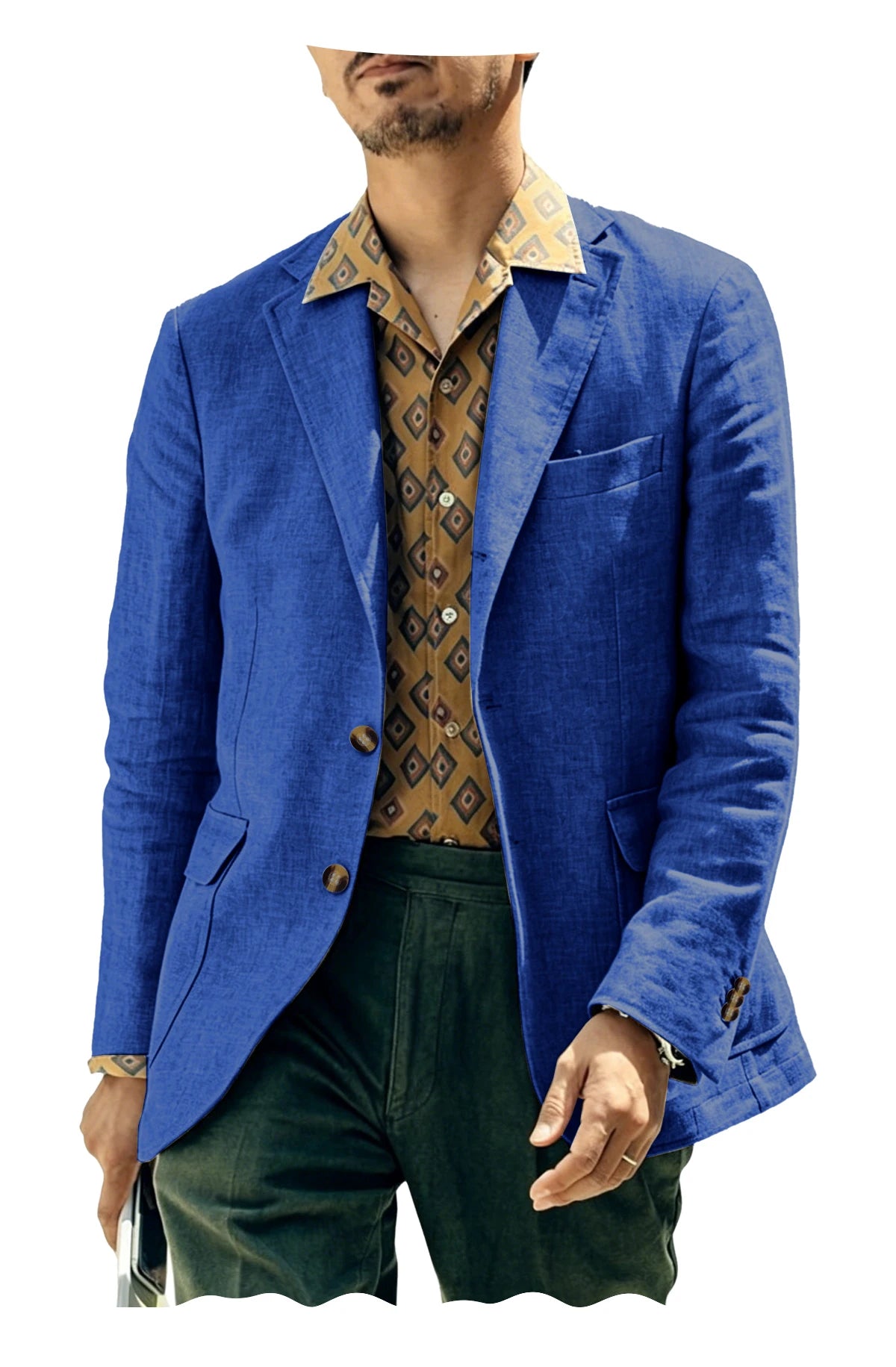 Italian Style Men's Linen Blazer Casual Business Suit Jacket Notched Lapel Breathable Summer Sport Coat for Wedding Groom Party