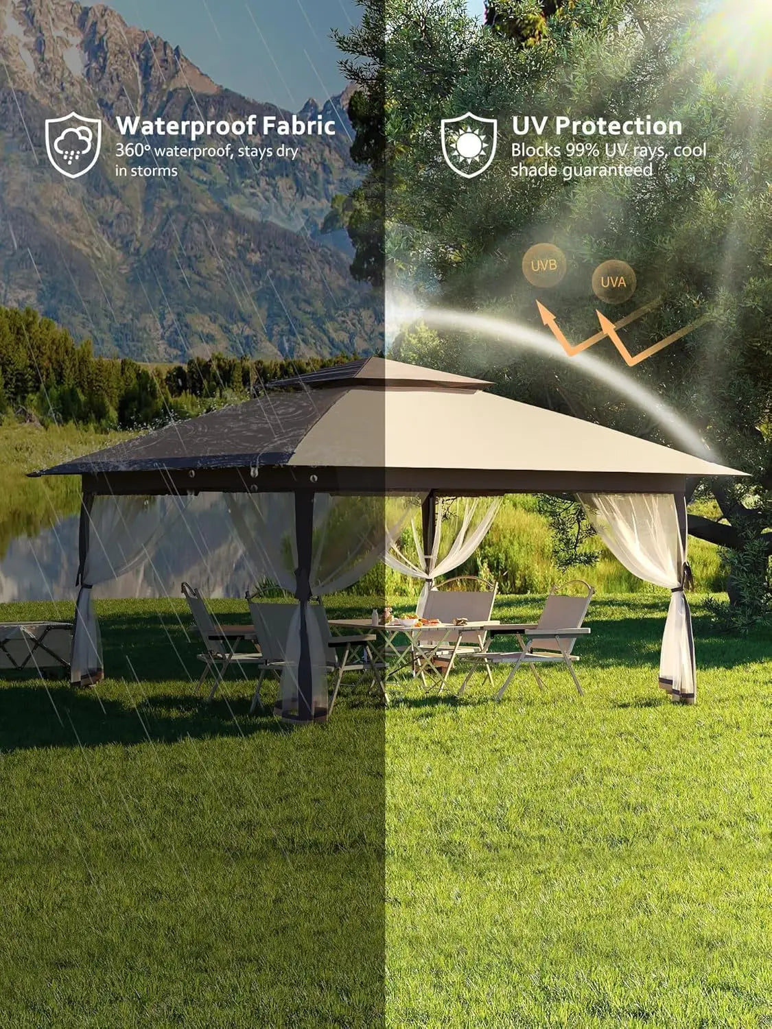 13x13ft Pop-Up Gazebo, Outdoor Canopy Tent With Mosquito Netting, Heavy Duty Party Tent Shelter With Waterproof and, Customized