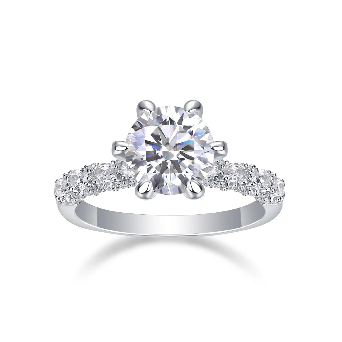 JIUZUAN 1/2/3 Carat Women's Engagement Ring Round Cut Moissanite Ring 925 Sterling Silver Classic Wedding Anniversary Ring