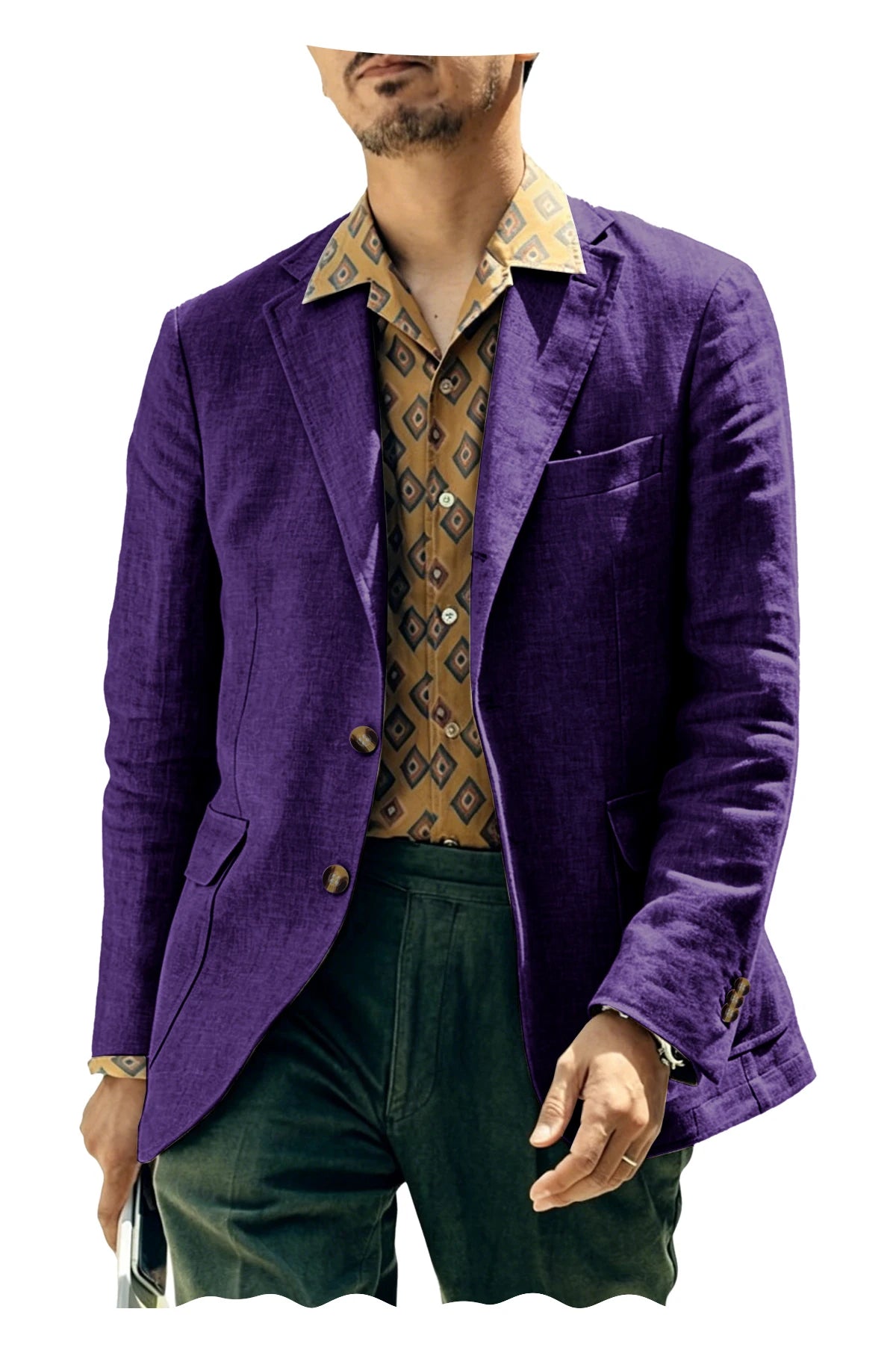 Italian Style Men's Linen Blazer Casual Business Suit Jacket Notched Lapel Breathable Summer Sport Coat for Wedding Groom Party