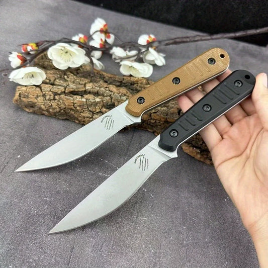 Heavy-duty Stainless Steel Straight-bladed Knife with G10 Anti-slip Handle for Outdoor Camping Wilderness Survival EDC Hunting